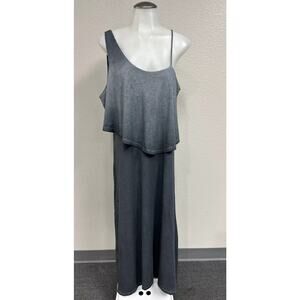 ANTHROPOLOGIE Akemi + Kin Gray Ombré One Shoulder Tiered Maxi Dress Large NWT
